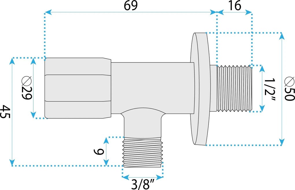Rohový ventil REA 02 1/2" x 3/8" chróm
