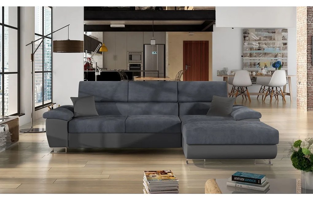 Rohová sedacia súprava Alvin Mini, Dostupné poťahy: ekokoža Soft 017 + Bristol 2460 + ekokoža Soft 017, Strana: pravá
