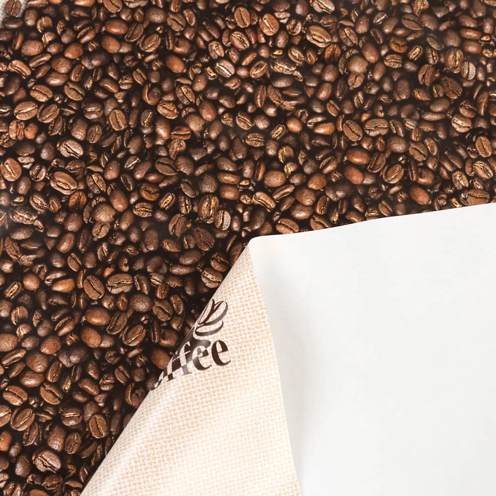 PVC obrus Káva na svetlo hnedom PV-212 - metráž š. 140 cm