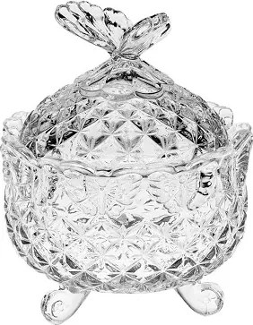 Crystal Bohemia Sklenená dóza BUTTERFLY 135 mm