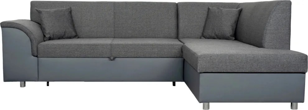 Rohová sedacia súprava Bernett, antracitová ekokoža/sivá látka, pravý roh