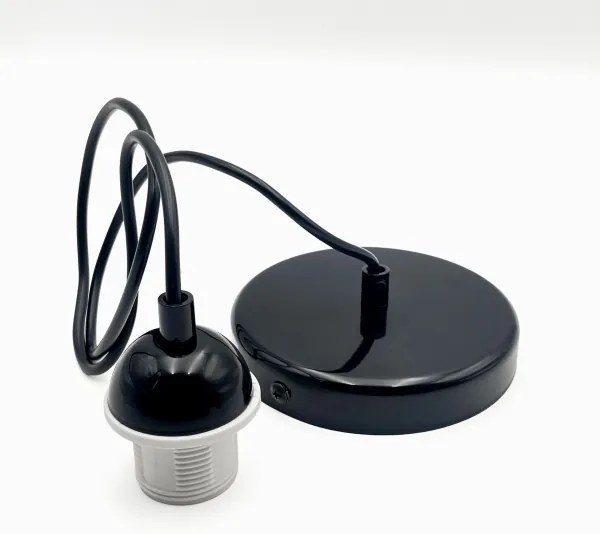 Luster na lanku HARMA 1xE27/15W/230V pr. 14 cm biela/čierna