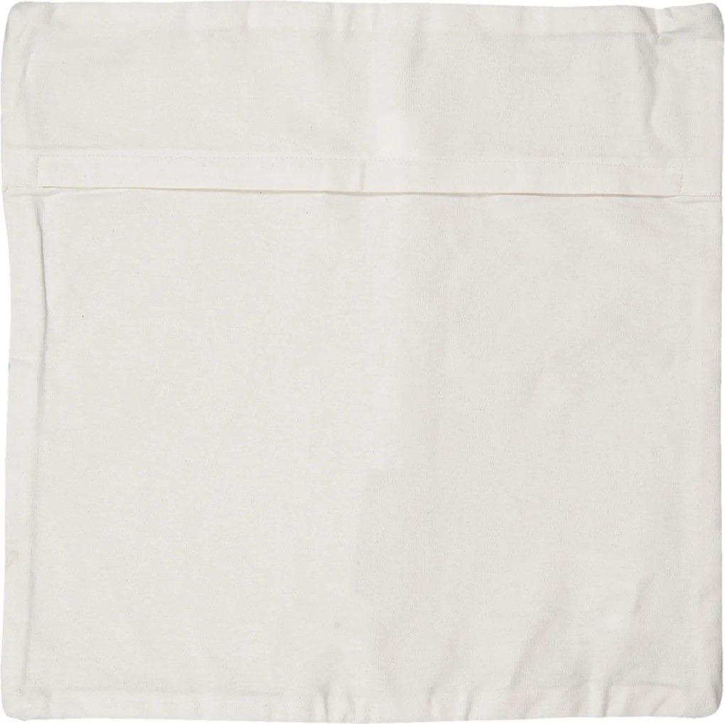 Modrá režná bavlnená obliečka na vankúš s ornamentmi - 50*50 cm