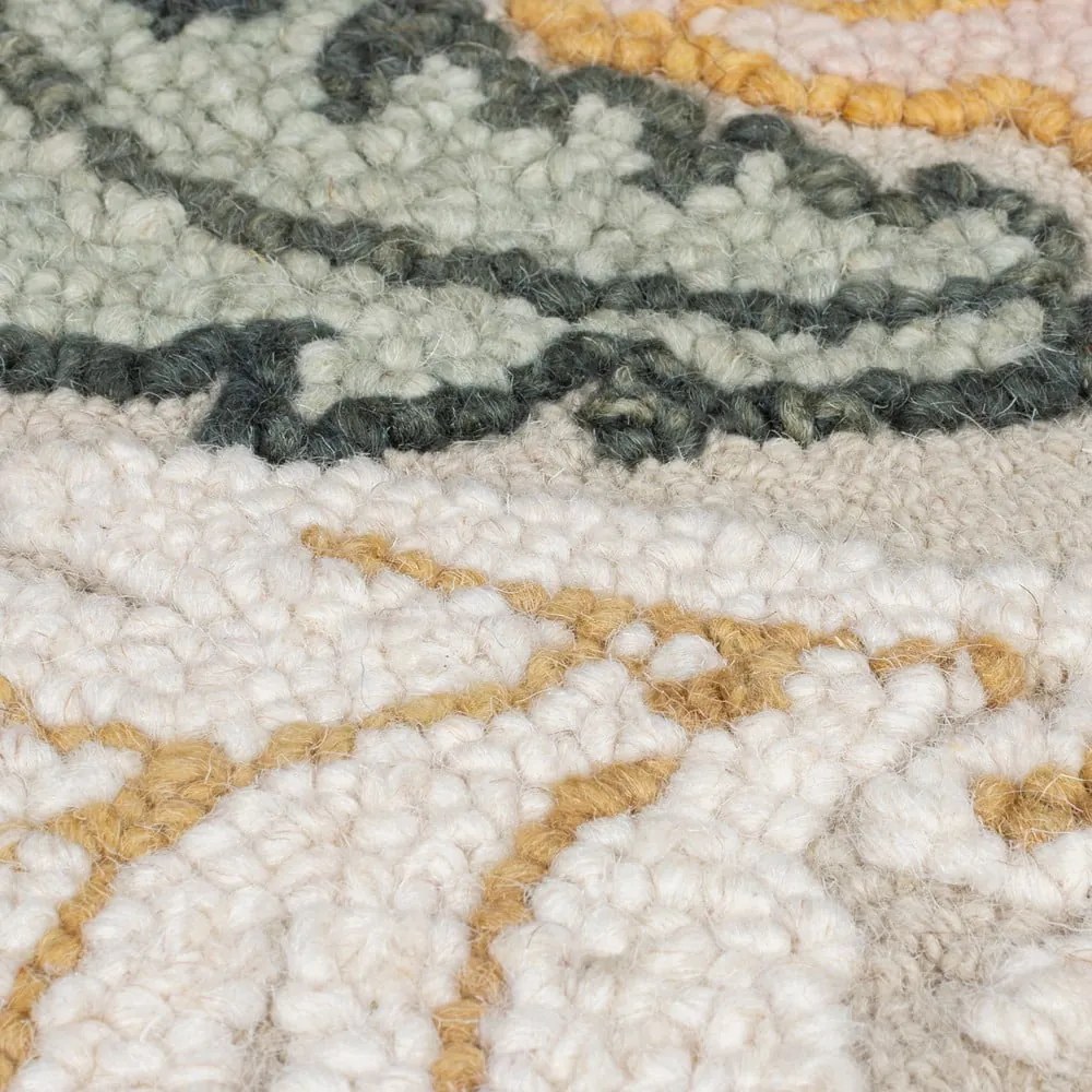 Svetloružový ručne tkaný vlnený koberec 200x290 cm Daphne Shaped Floral – Flair Rugs