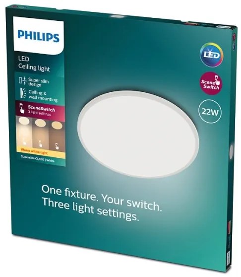 Philips - LED Stmievateľné stropné svietidlo SUPERSLIM SCENE SWITCH LED/22W/230V