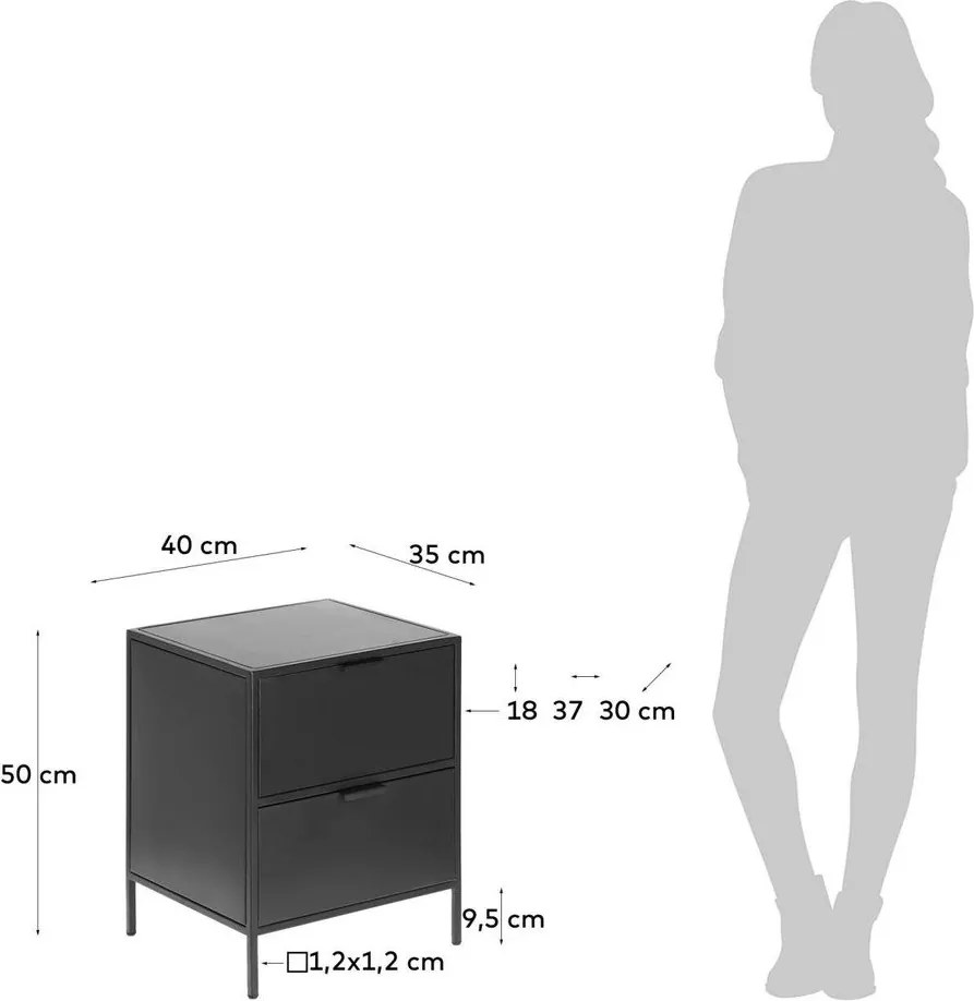 Čierny oceľový nočný stolík Shantay – Kave Home