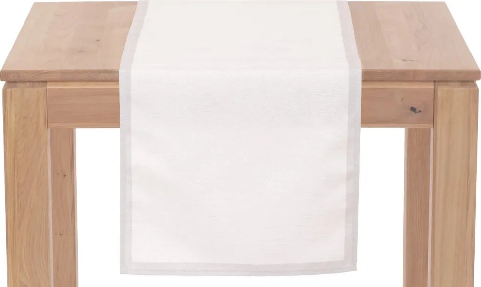 Vianočný behúň na stôl 150x40 cm, biely so striebornými nitkami