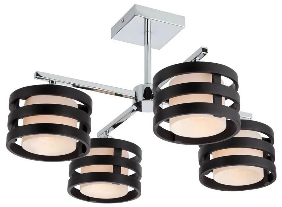 Redo 01-627 - Luster na tyči KIM 4xE14/28W/230V lesklý chróm/čierna