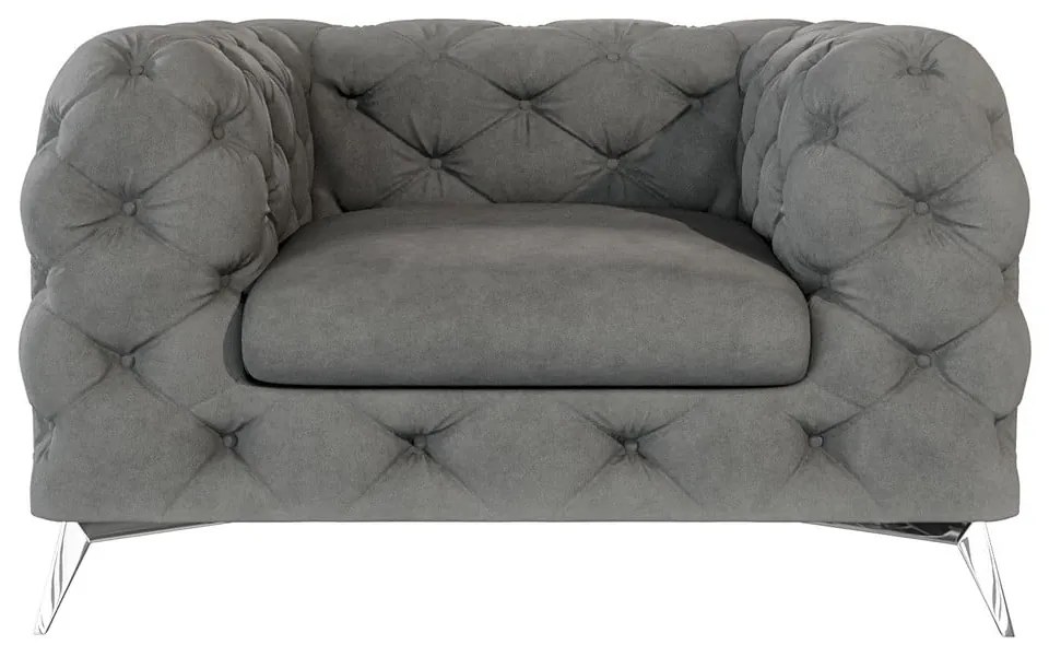 Sivé zamatové kreslo Chelsea – Ropez