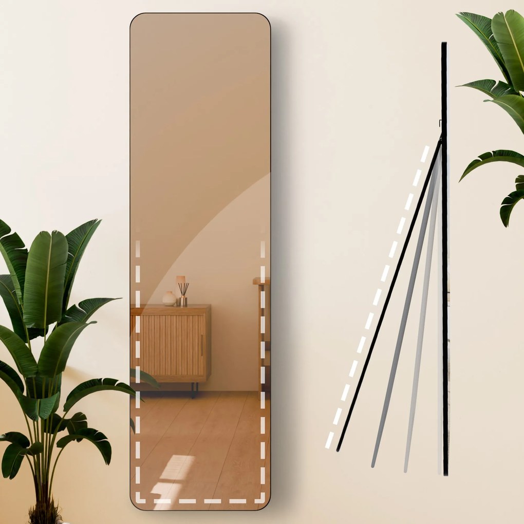 Zrkadlo Gurnee 140x40 cm - čierne matné