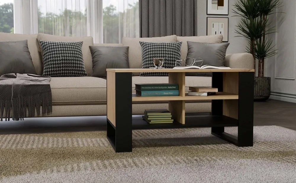 Konferenčný stolík LAWA Modern 4P Slim dub artisan/čierny