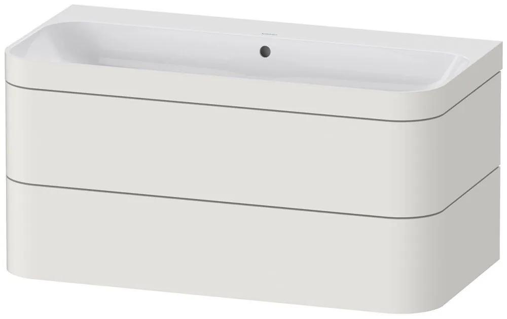 DURAVIT Happy D.2 Plus c-bonded závesná skrinka s nábytkovým umývadlom bez otvoru, 2 zásuvky, 975 x 490 x 480 mm, nordická biela matná lakovaná, HP4638N3939