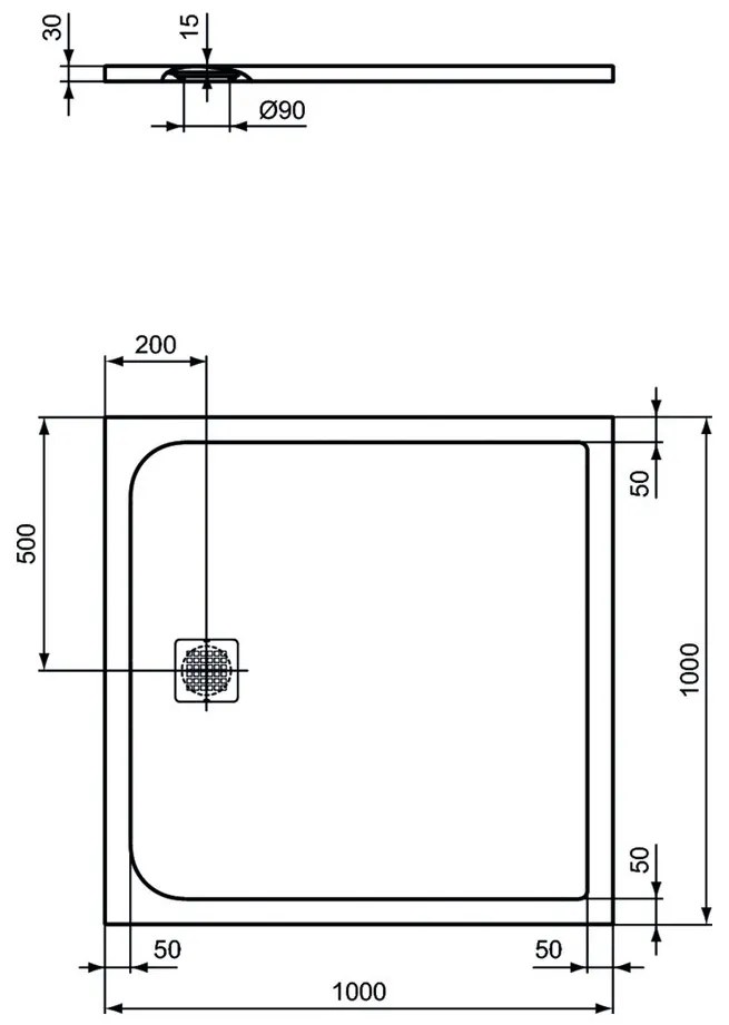 Ideal Standard Ultra Flat S 100 x 100 cm K8216FS