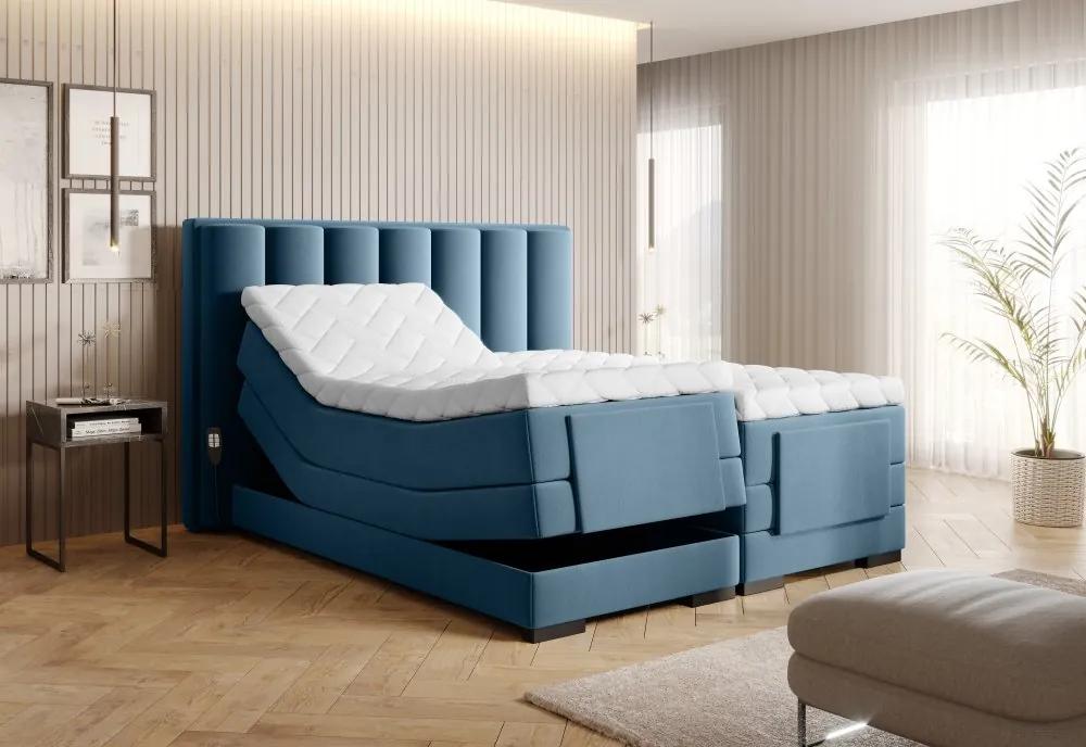 Elektrická polohovacia boxspringová posteľ VERONA Eltap Poco 40 - tmavo modrá