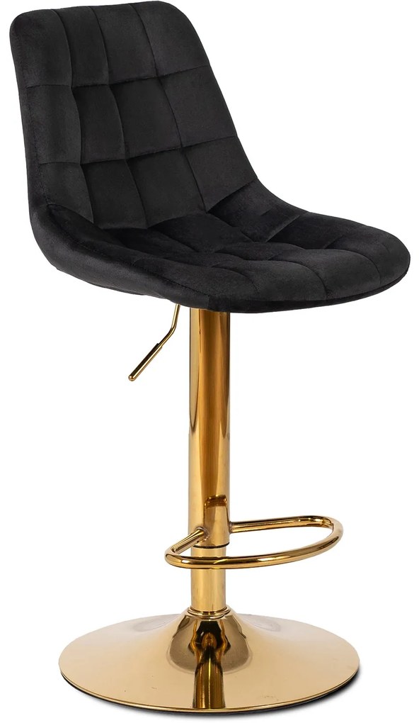 Barová stolička ARCOS zamat čierna/zlatá