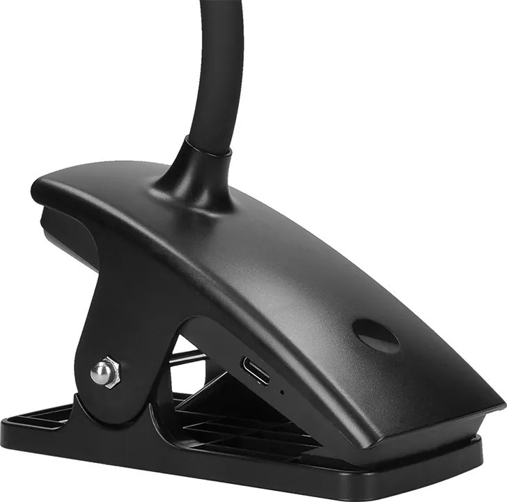 Solight LED stolná nabíjacia lampička, 2W, 210lm, 3CCT, čierna, clip