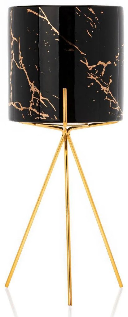 KERAMICKÝ KVETINÁČ SO STOJANOM EMMA 32X13 CM ČIERNA