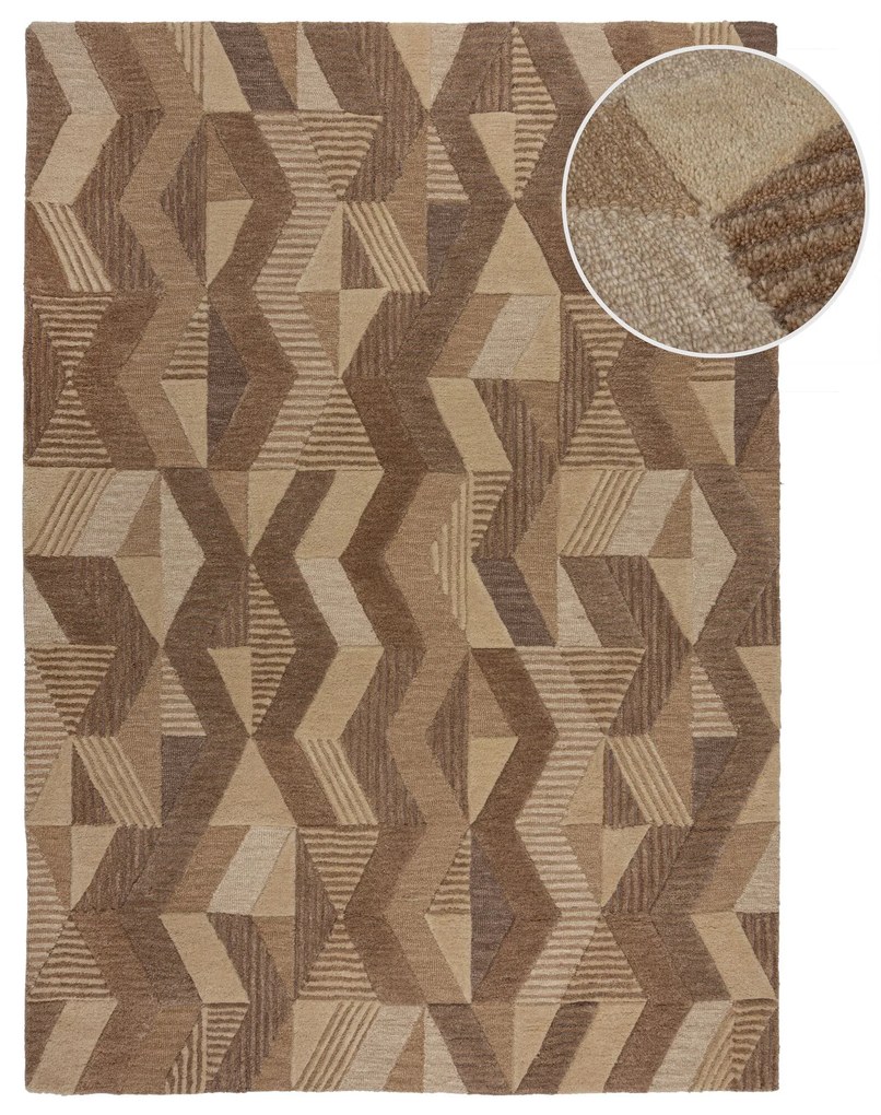 Flair Rugs, Kusový koberec Moda Asher Natural, 120x170, hnedá, chodba / predsieň