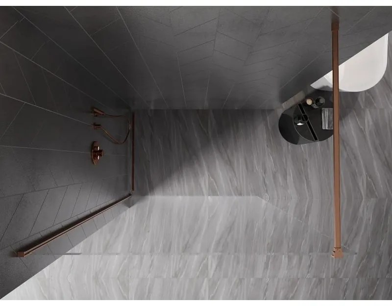 Mexen, Mexen Kioto-X sprchová stena 110 x 200 cm, transparentná 10 mm, brúsená meď - 800-110-101-65-00-X