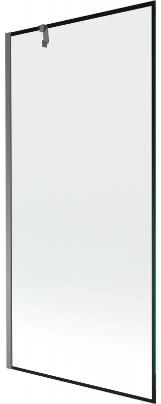 Mexen Next, 1-krídlová vaňová zástena 90 x 150 cm, 6mm číre sklo - čierny vzor, grafitová, 895-090-000-00-70-95