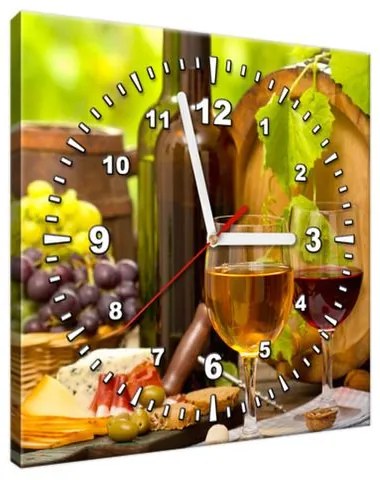 Obraz s hodinami Červené a biele víno 30x30cm ZP2231A_1AI