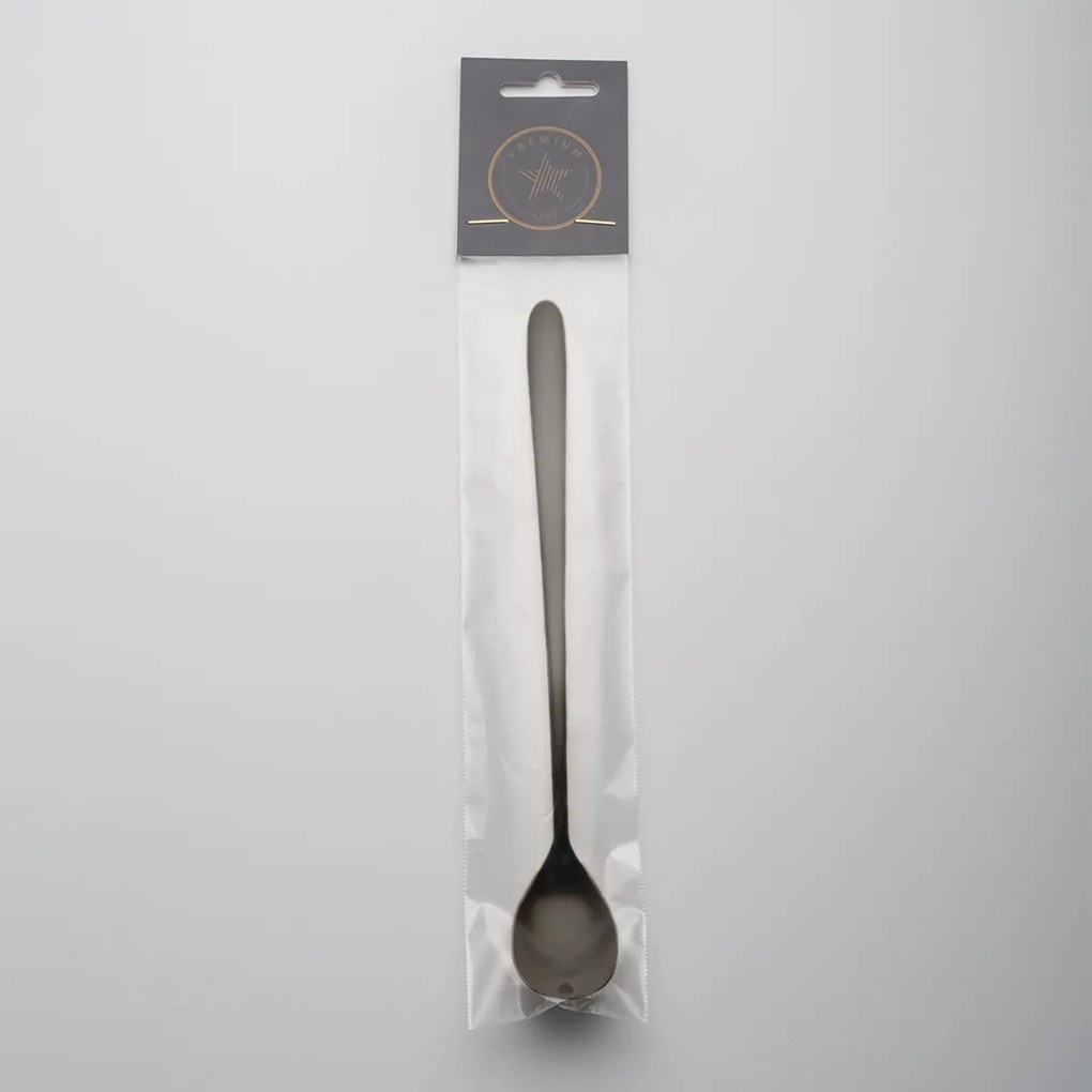 Latte lyžička so srdiečkom PVD sivá - Love Cutlery - 116624