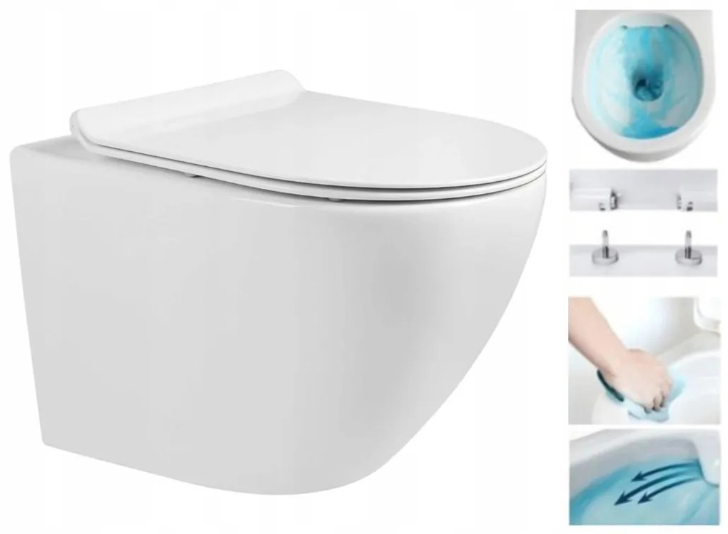 Mexen LENA Rimless, závesná WC misa so sedátkom + bidet, biela, 30224000+35224800