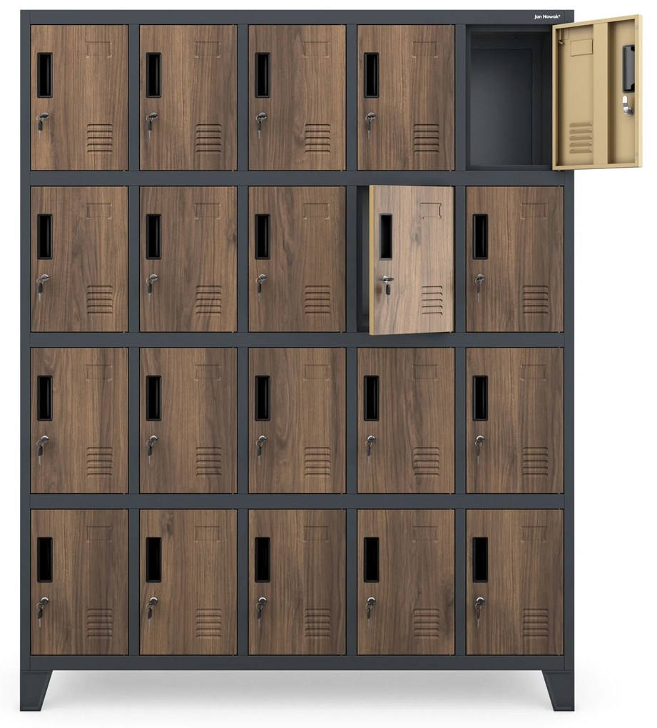 Skriňa s priehradkami s 20 priehradkami ROBERT, 1360 x 1720 x 450 mm, Eco Design: antracit/ orech