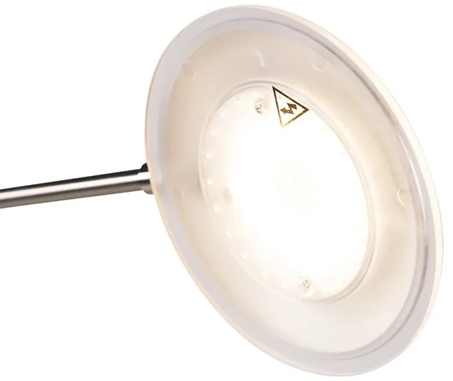 Stojaca lampa z ocele s ramenom na čítanie vrátane LED a USB portu - Sevilla