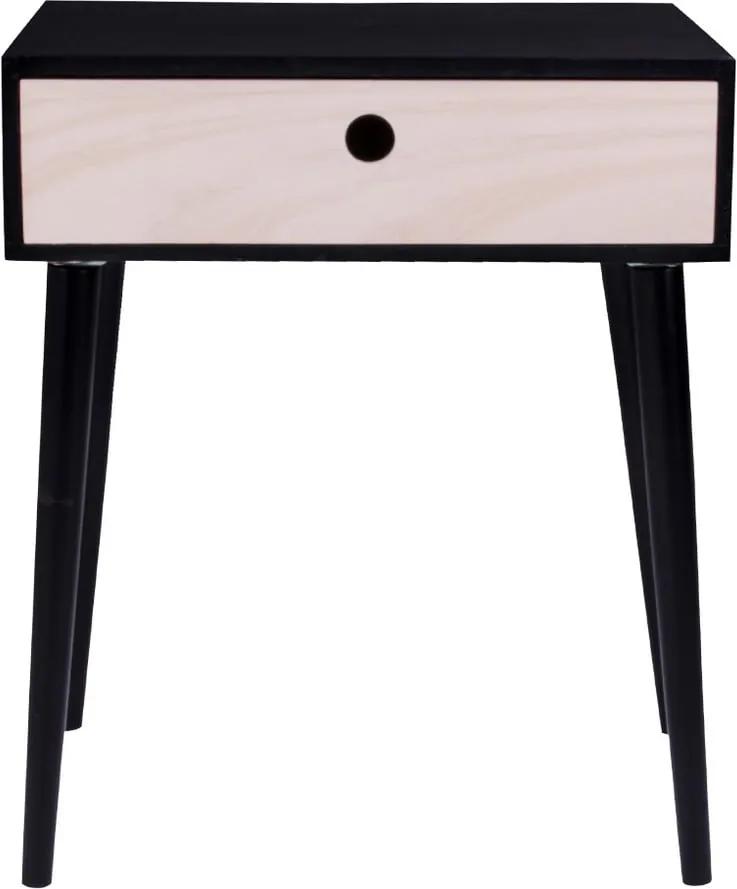 Čierny drevený odkladací stolík s čiernym rámom House Nordic Parma