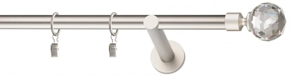Dekorstudio Chrómová matná jednoradová garniža CRYSTAL 19mm Dĺžka: 360cm, Typ uchytenia: Držiak modern, Typ príslušenstva: Krúžky tiché so štipcami
