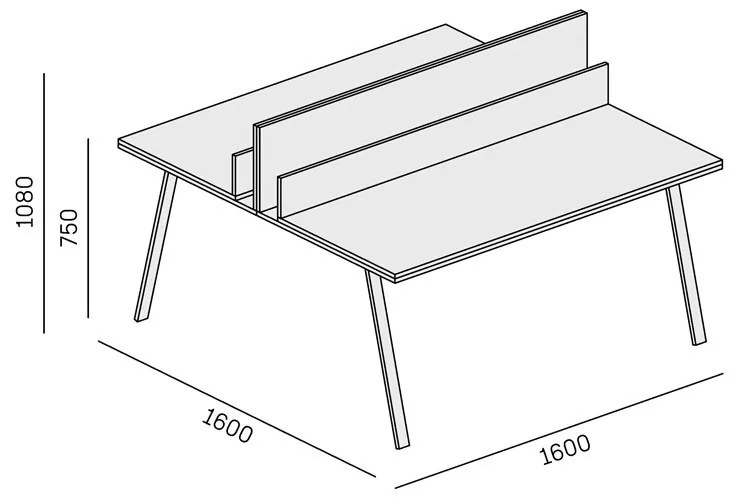 PLAN Kancelársky pracovný stôl DOUBLE LAYERS, s prepážkami, biela