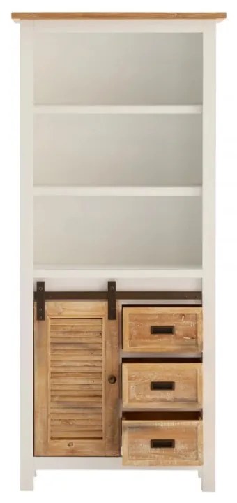 furniture-nabytek.cz - Masívna vysoká skrinka do kúpeľne Capera z borovice a MDF, lakovaná, biela a hnedá – 80×35×180 cm