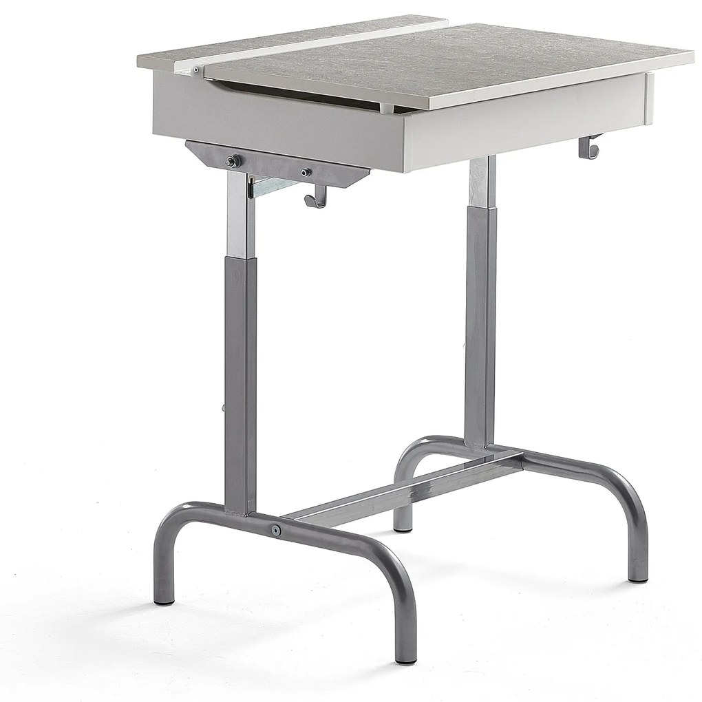 Študentský stôl ABSO 188 s akustickým povrchom, linoleum - šedá, strieborná