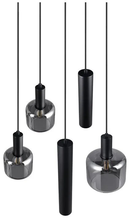 Čierne závesné svietidlo s kovovo-skleneným tienidlom ø 40 cm Mataro – Trio
