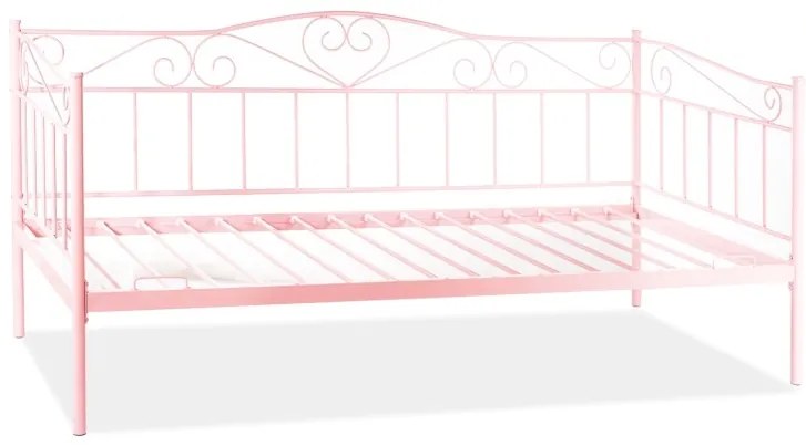 Signal Kovová posteľ BIRMA 90 x 200 cm ružová