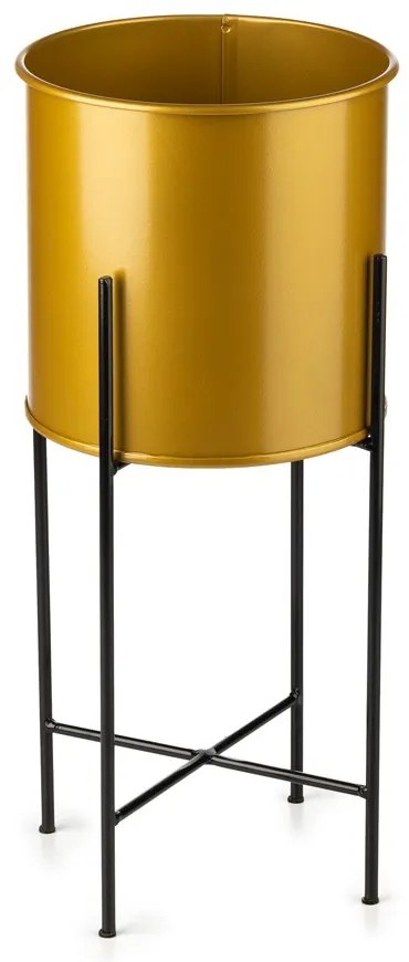KOVOVÝ KVETINÁČ SO STOJANOM GLAMOUR 55X24 CM ZLATÁ/ČIERNA