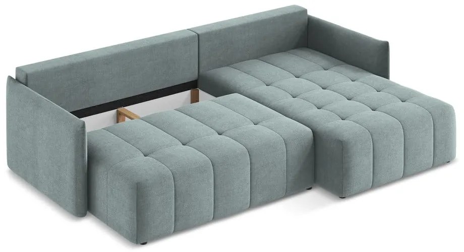 Modrá rozkladacia/s úložným priestorom rohová pohovka (pravý roh/s leňoškou) Moku – Makamii