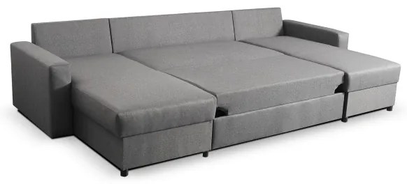 Rozkladacia sedacia súprava do U JANISE s úložným priestorom, sivá