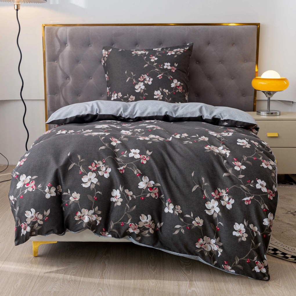 Flanelové obliečky z mikrovlákna BLOSSOM sivé Rozmer obliečky: 70 x 90 cm | 140 x 200 cm