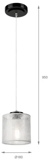 Luster na lanku ROSA 1xE27/60W/230V čierna/šedá