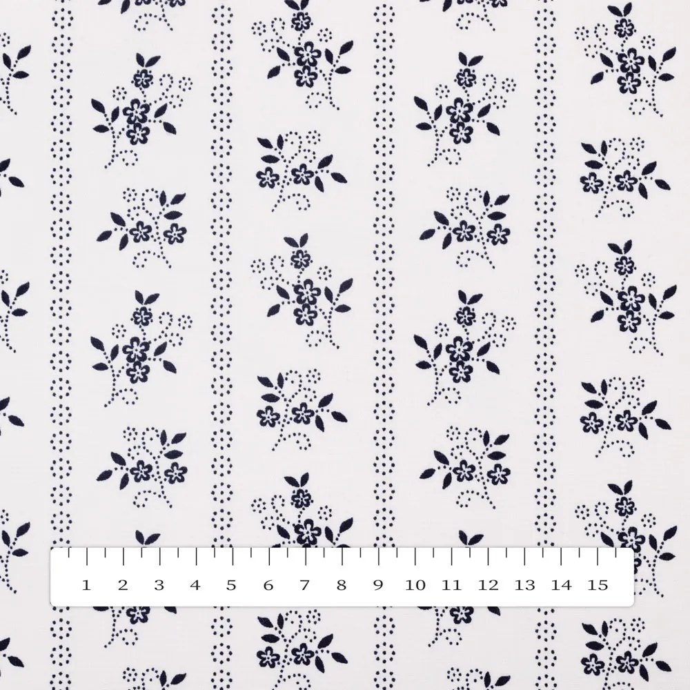 Biante Detské bavlnené posteľné obliečky do postieľky Sandra SA-641 Temne modrý ľudový kvetinový vzor na bielom Do postieľky 90x140 a 50x70 cm