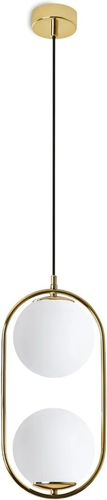 Závesné svietidlo Florence, 2x biele sklenené tienidlo, g, U