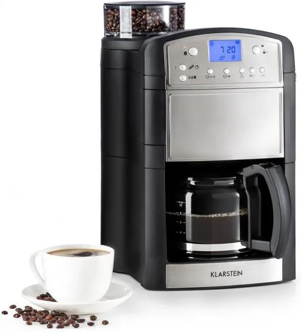 Klarstein Aromatica kávovar, mlynček, 10 šálok, sklená kanvica, aróma+, ušľachtilá oceľ