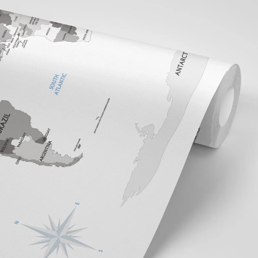 Samolepiaca tapeta mapa s vyznačenými oceánmi