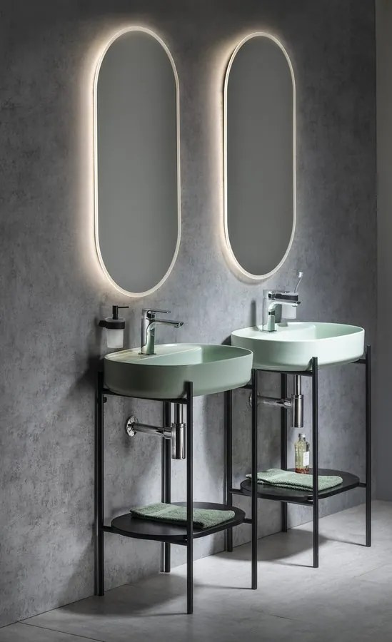 Isvea Isvea, INFINITY OVAL keramické umývadlo na dosku, 60x40 cm, matná zelena Mint, 10NF65060-2T