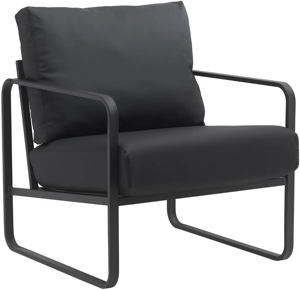 Design-Shop Kreslo Manea - koženka / kov - Čierna