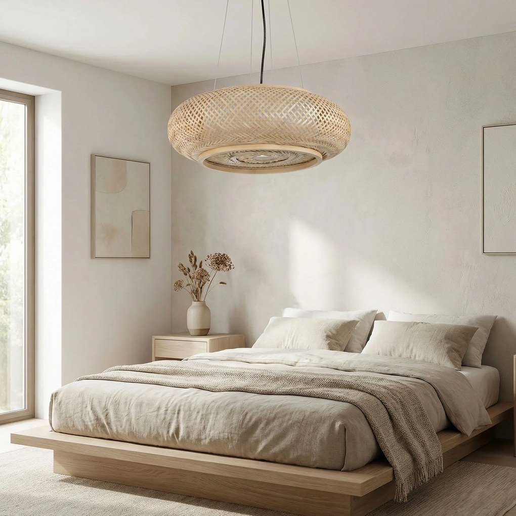 Toolight BOHO, závesné stropné svietidlo 60cm, 3xE27, APP1910-3CP, prírodná hnedá-čierna, OSW-66058