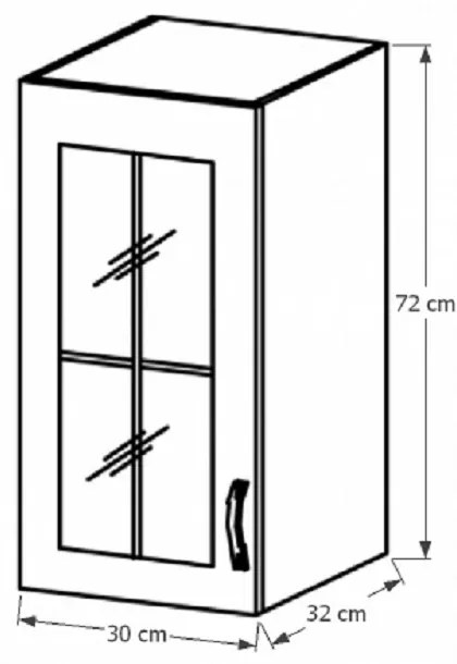 Horná kuchynská skrinka so sklom G30SL Sillina (sosna andersen). Vlastná spoľahlivá doprava až k Vám domov. 1015049