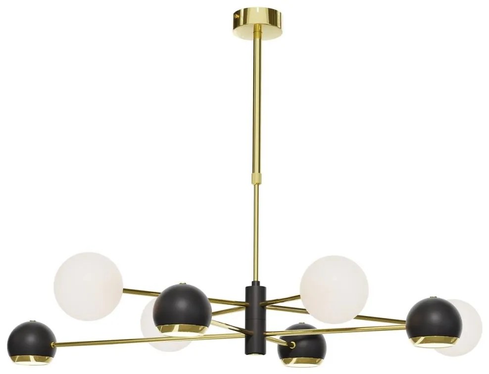 Jupiter 1971 - Luster na tyči MOKA 4xGU10/10W/230V + 4xG9/10W/230V zlatá/čierna/biela